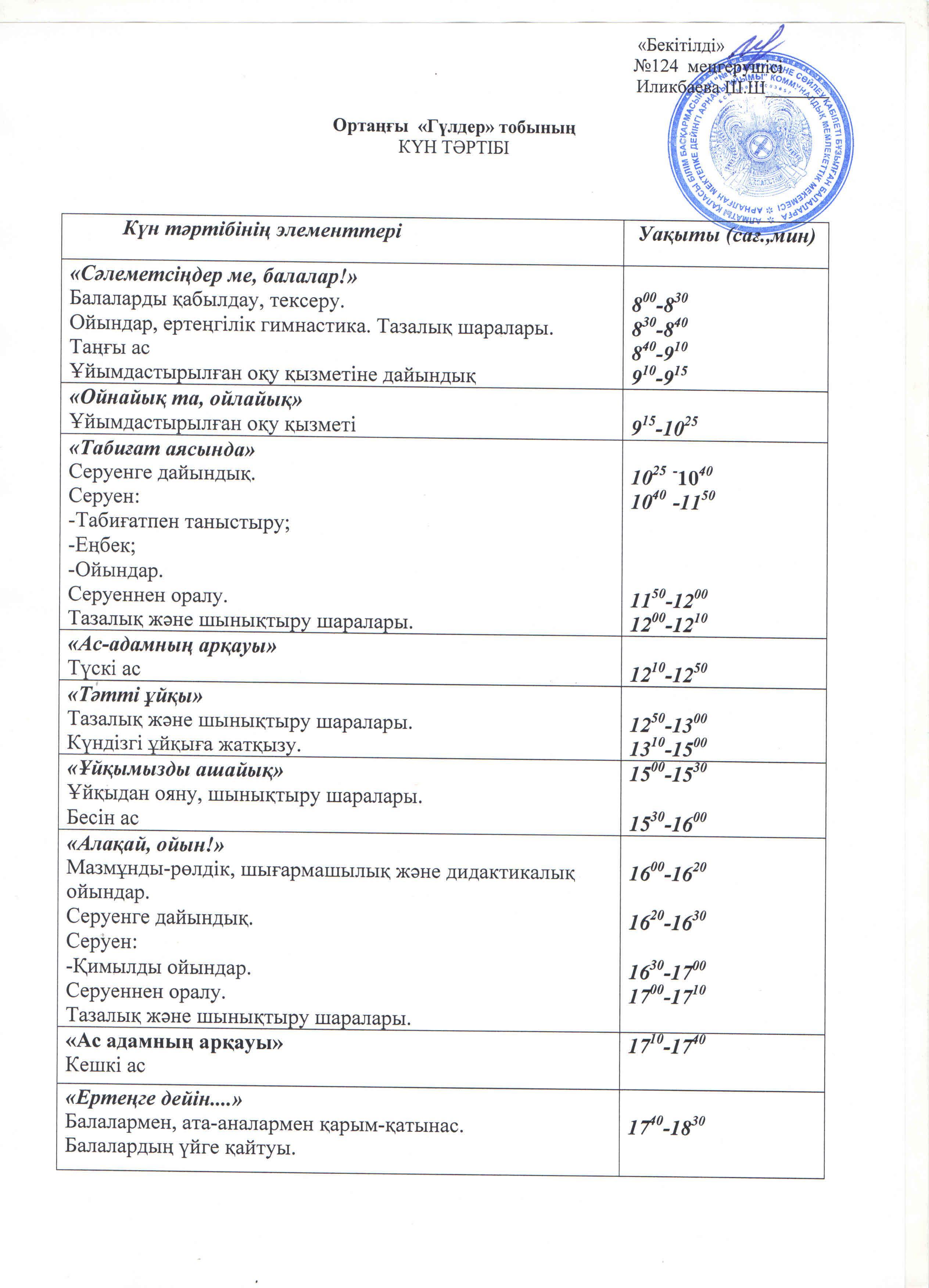 Күн тәртібі 2021-2022 жж/Режим дня 2021-2022 гг